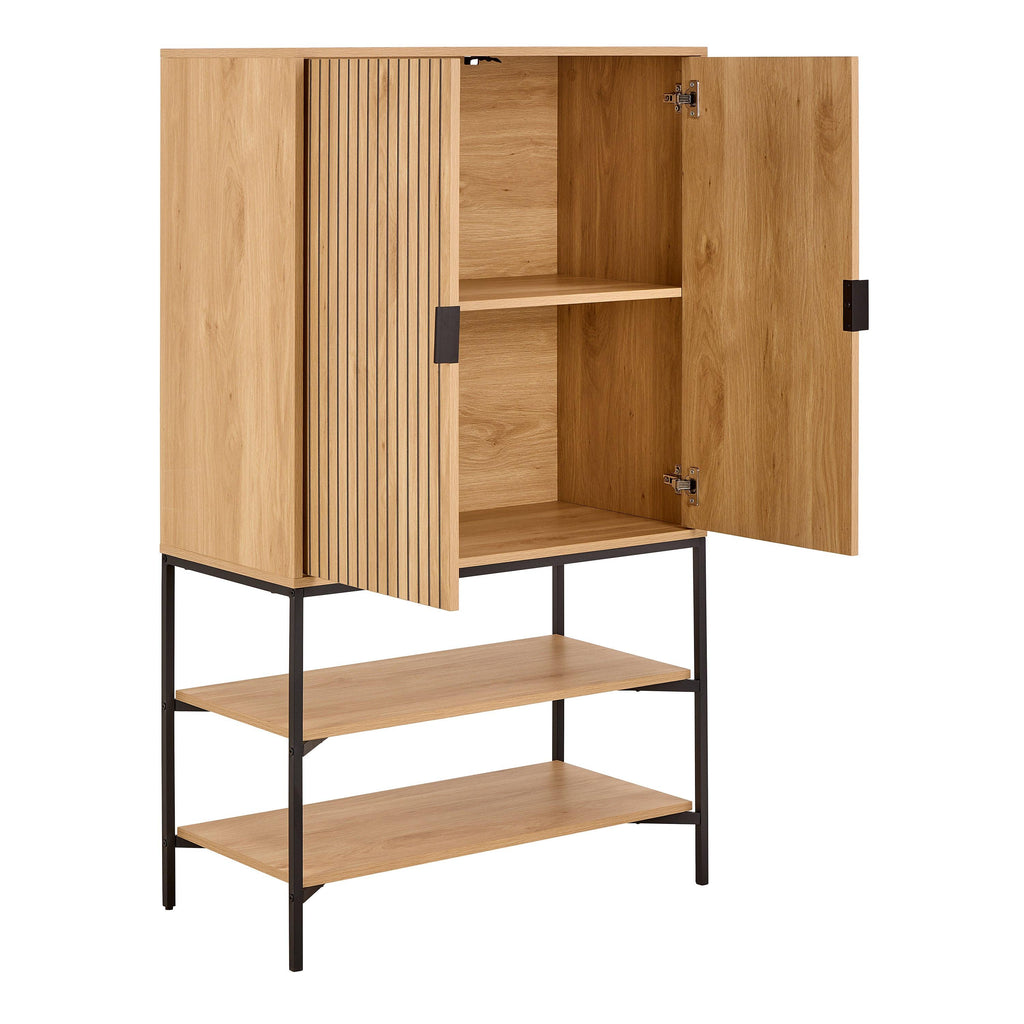 Jaipur Cabinet 2 Doors 3 Shelves with Oak Lamella Front - image 4
