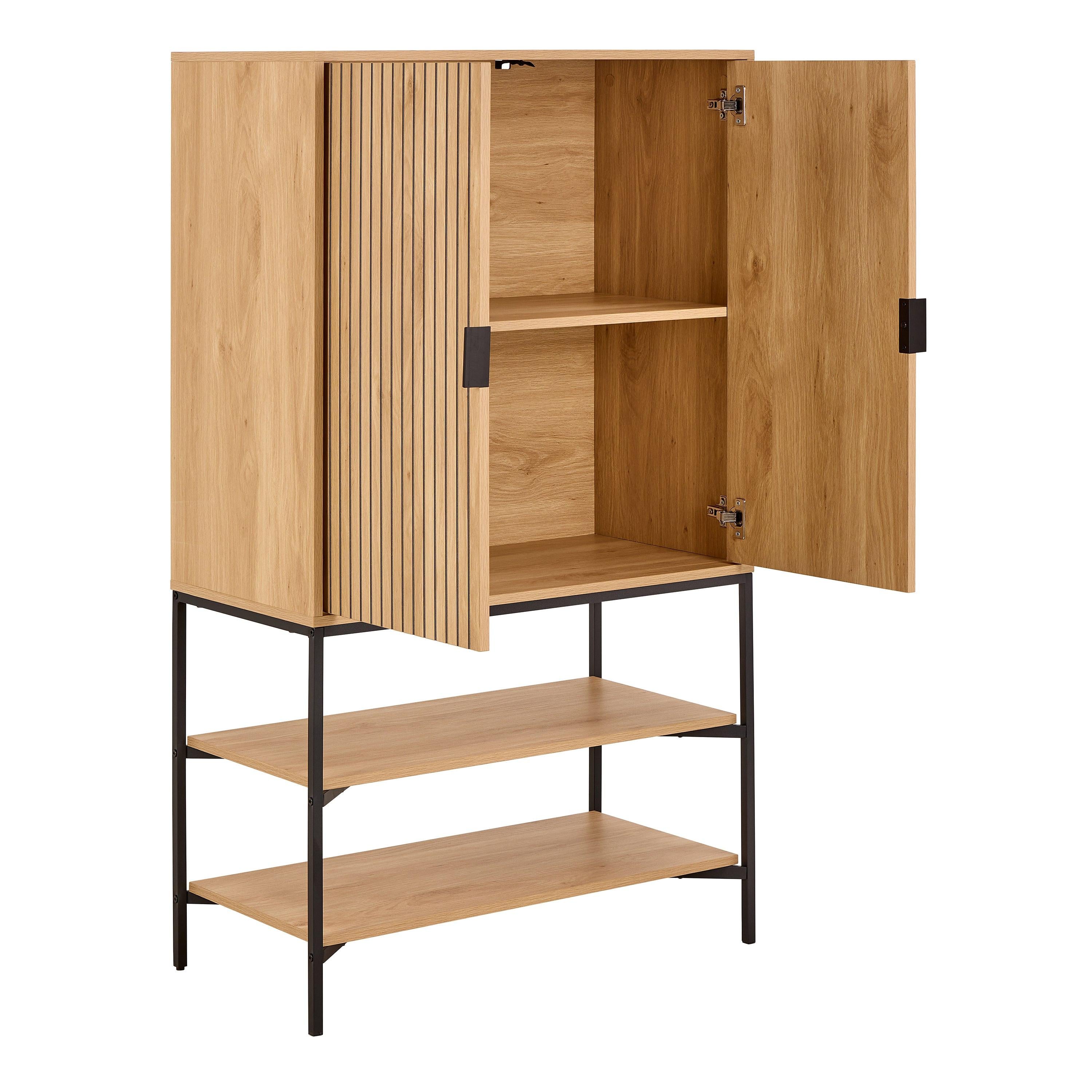Jaipur Cabinet 2 Doors 3 Shelves with Oak Lamella Front - image 4