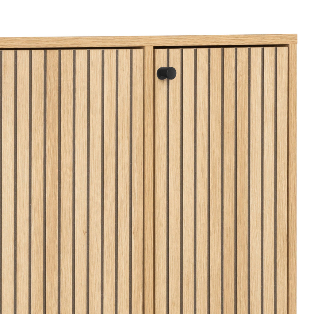 Albany Shoe Cabinet 3 Flip Down Doors 1 Pull Open Door in Oak/Black Legs - image 10