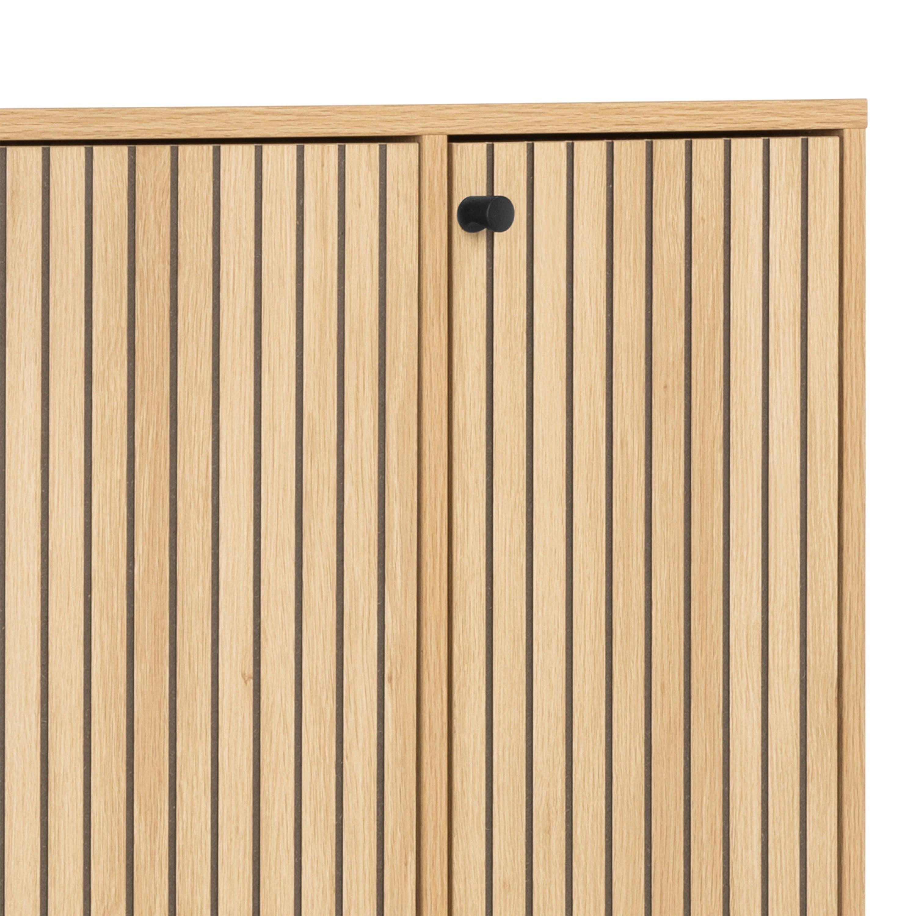 Albany Shoe Cabinet 3 Flip Down Doors 1 Pull Open Door in Oak/Black Legs - image 10