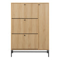 Albany Shoe Cabinet 3 Flip Down Doors 1 Pull Open Door in Oak/Black Legs - image 2