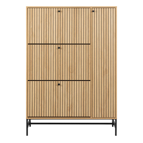 Albany Shoe Cabinet 3 Flip Down Doors 1 Pull Open Door in Oak/Black Legs - image 2