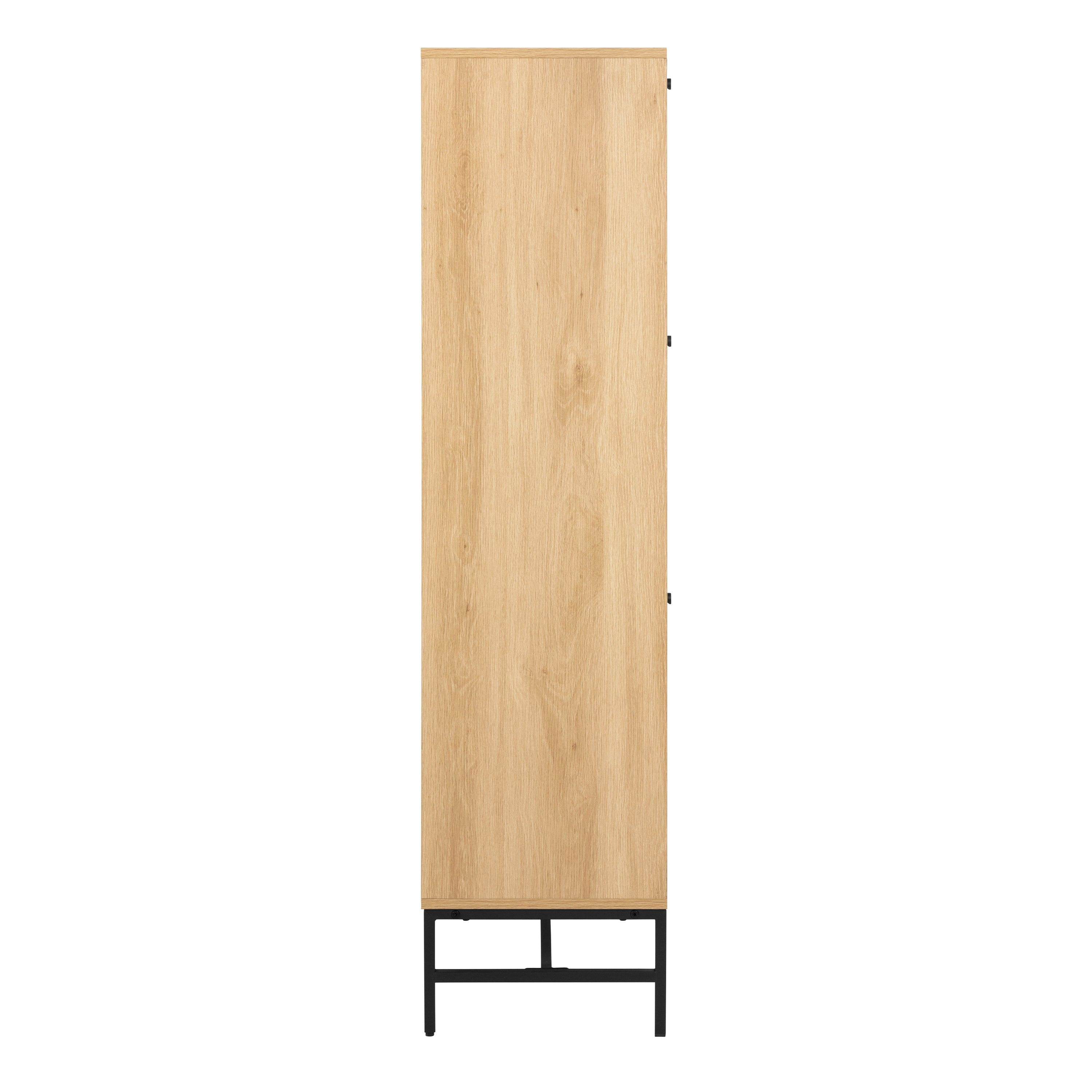 Albany Shoe Cabinet 3 Flip Down Doors 1 Pull Open Door in Oak/Black Legs - image 3