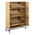 Albany Shoe Cabinet 3 Flip Down Doors 1 Pull Open Door in Oak/Black Legs - image 4