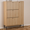 Albany Shoe Cabinet 3 Flip Down Doors 1 Pull Open Door in Oak/Black Legs - image 5