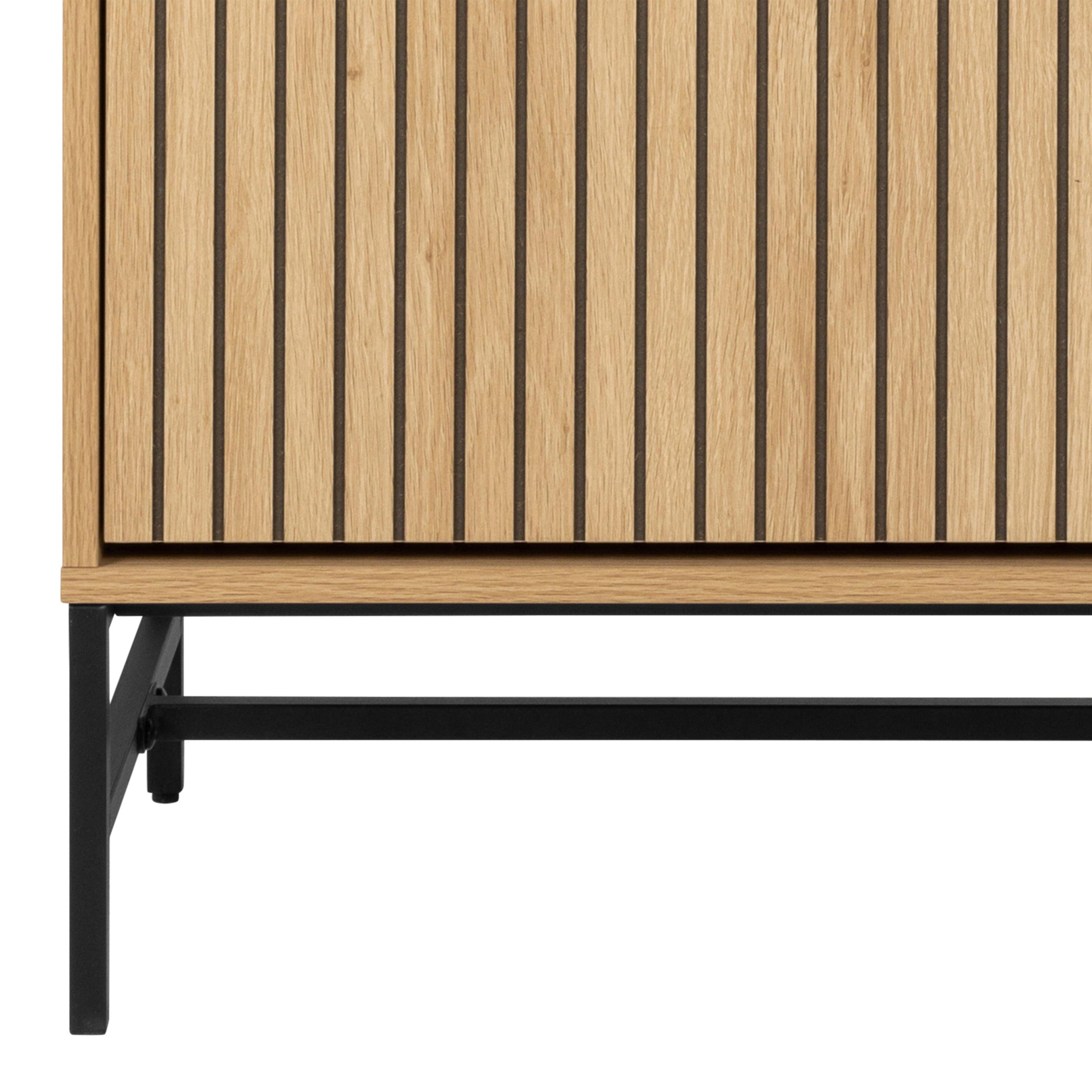 Albany Shoe Cabinet 3 Flip Down Doors 1 Pull Open Door in Oak/Black Legs - image 9