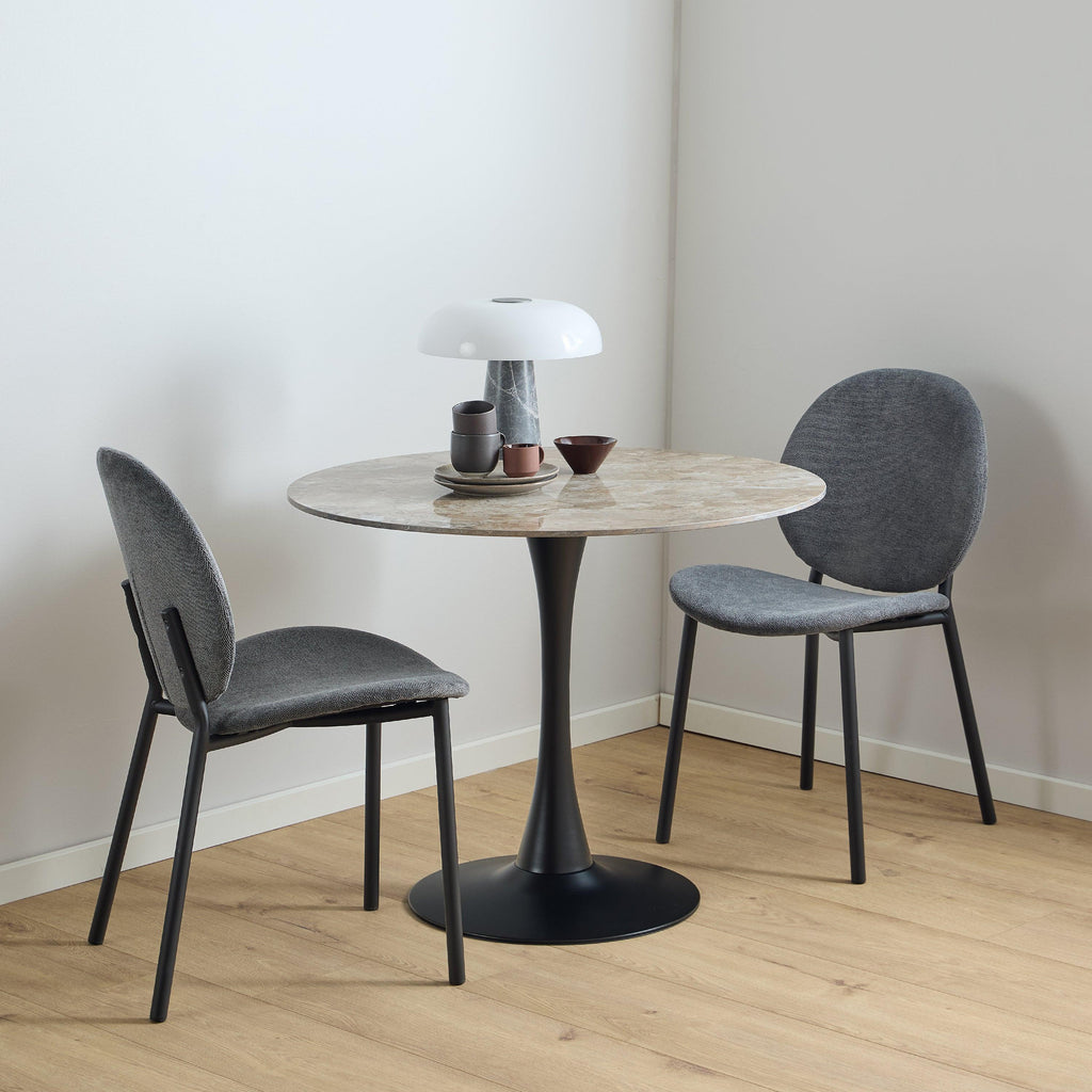 Malta Ceramic Round Dining Table Brown/Black 90x75 cm - image 2