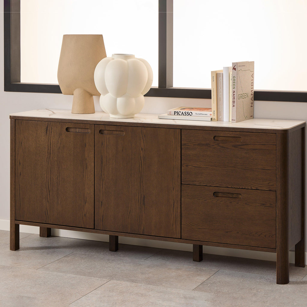 Southampton Sideboard with 2 Doors 2 Drawers and 2 Shelves in Cream Ceramic - image 8