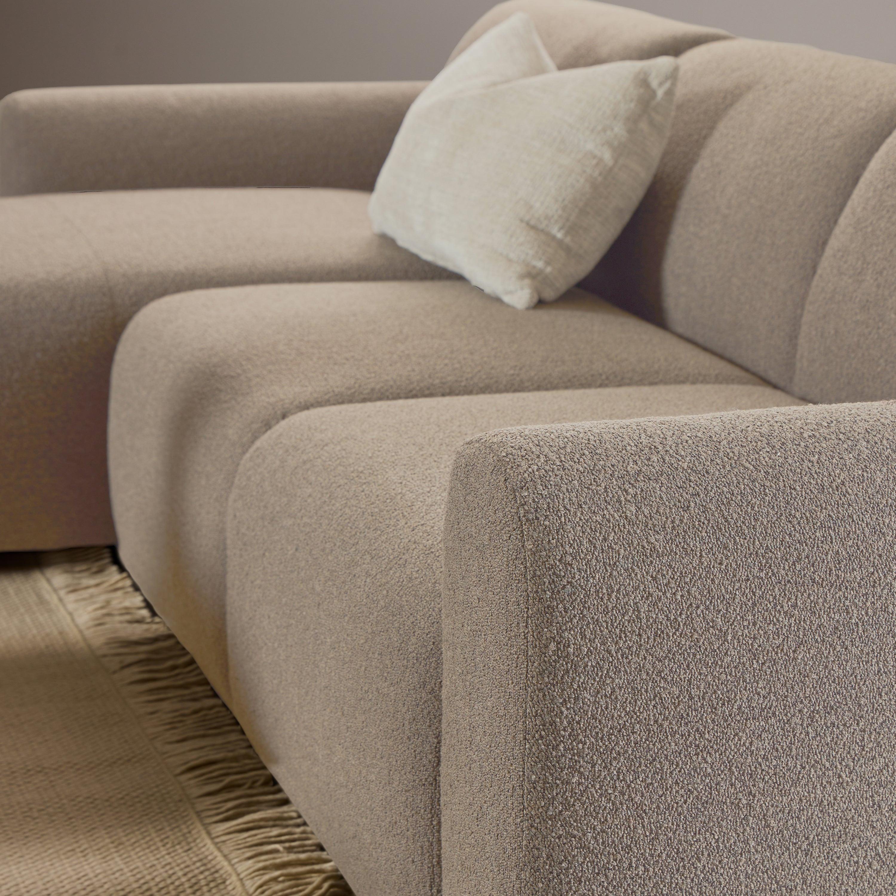 Midfield Left Hand Facing 2 Seater Chaise Longue in Boucle Beige Fabric - image 7