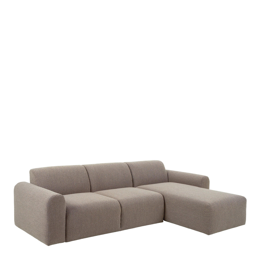 Midfield Right Hand Facing 2 Seater Chaise Longue in Boucle Beige Fabric