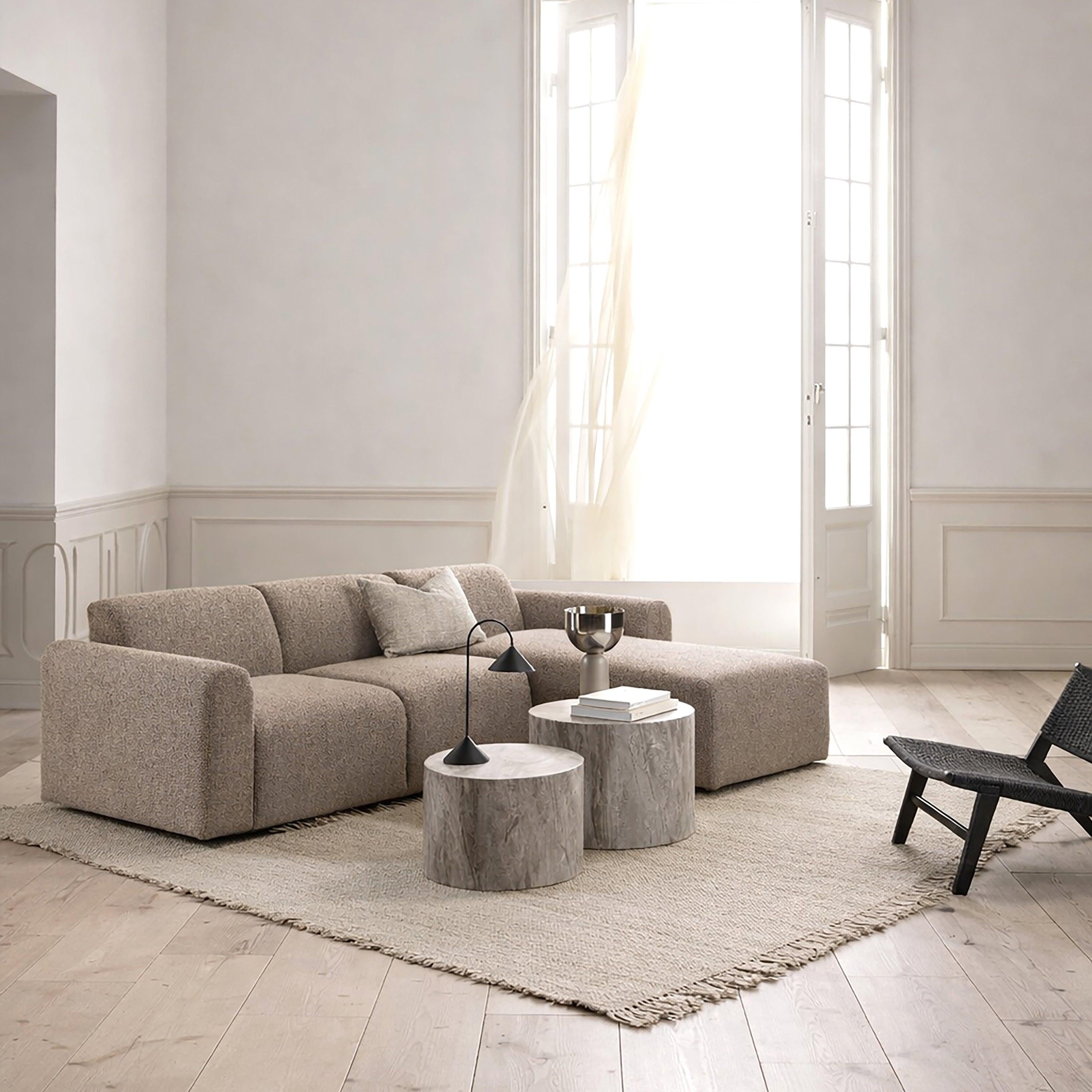 Midfield Right Hand Facing 2 Seater Chaise Longue in Boucle Beige Fabric - image 4