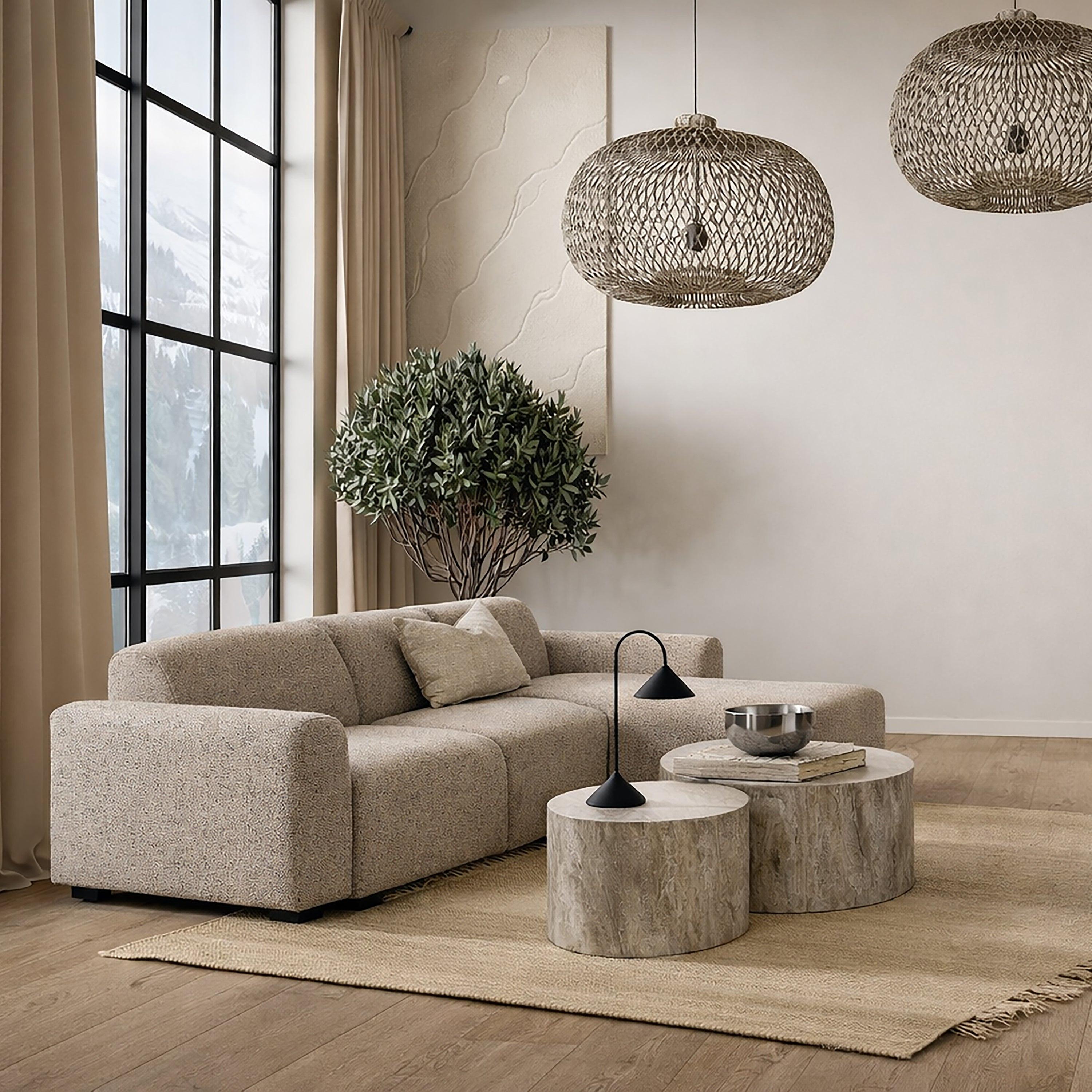 Midfield Right Hand Facing 2 Seater Chaise Longue in Boucle Beige Fabric - image 6