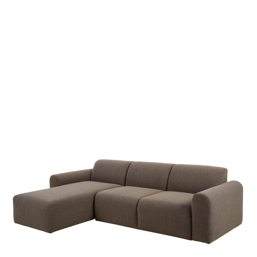 Midfield Left Hand Facing 2 Seater Chaise Longue in Boucle Taupe Fabric