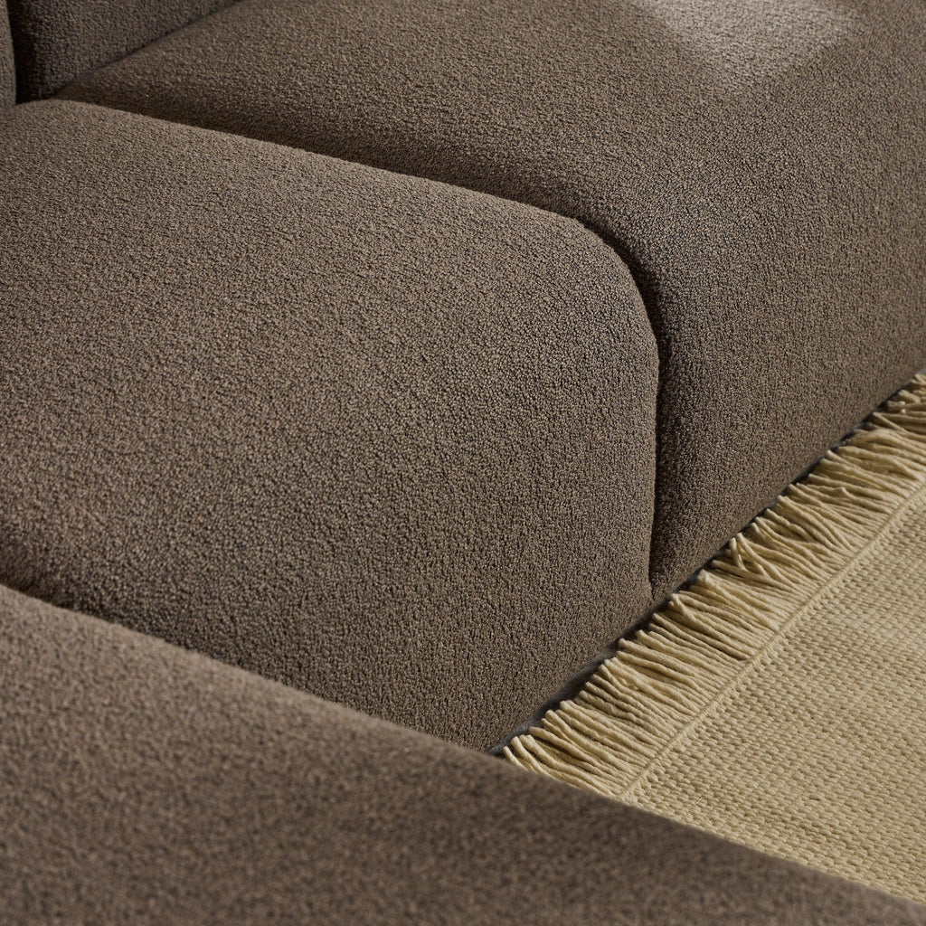 Midfield Left Hand Facing 2 Seater Chaise Longue in Boucle Taupe Fabric - image 10