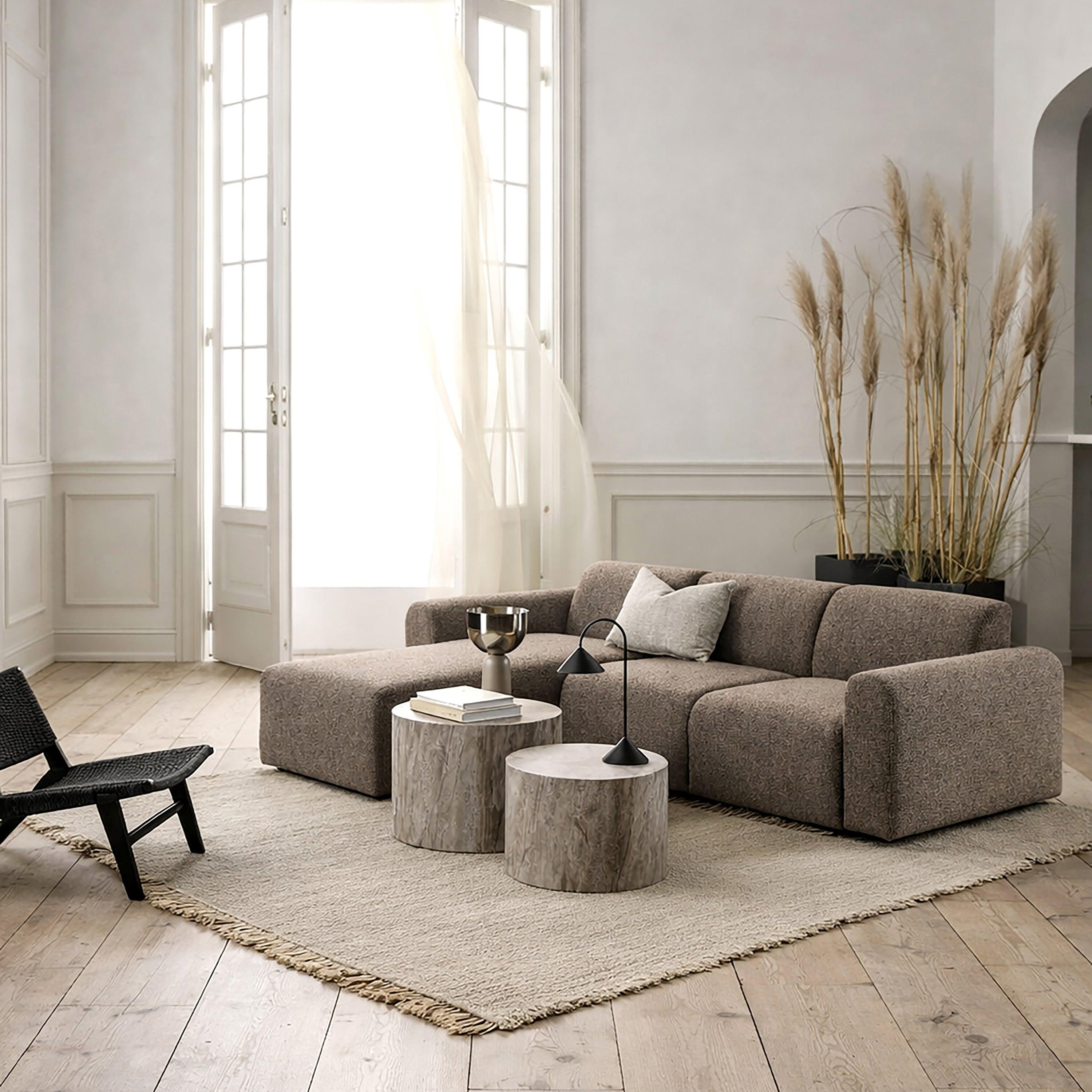 Midfield Left Hand Facing 2 Seater Chaise Longue in Boucle Taupe Fabric - image 4