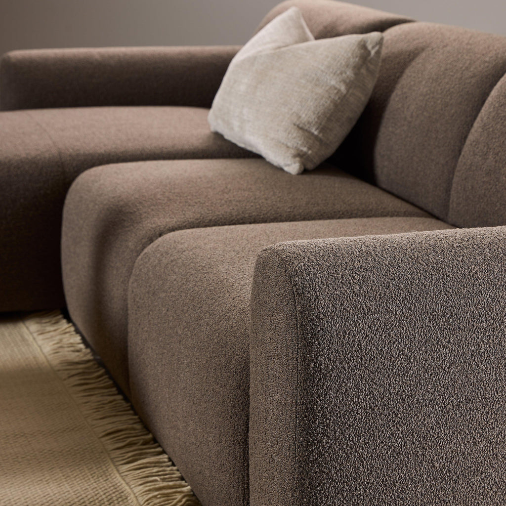 Midfield Left Hand Facing 2 Seater Chaise Longue in Boucle Taupe Fabric - image 7