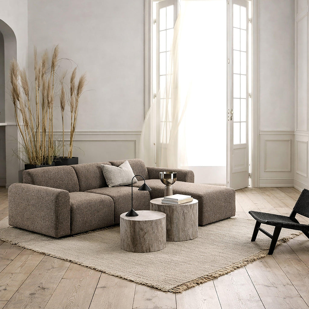 Midfield Right Hand Facing 2 Seater Chaise Longue in Boucle Taupe Fabric - image 4