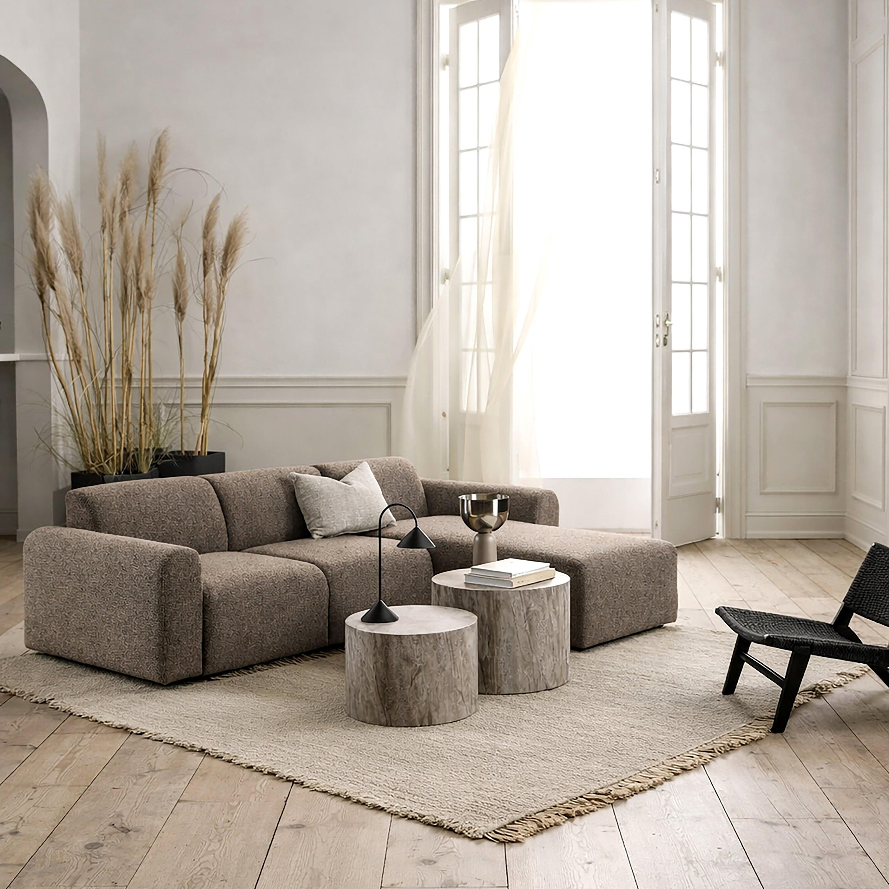 Midfield Right Hand Facing 2 Seater Chaise Longue in Boucle Taupe Fabric - image 4
