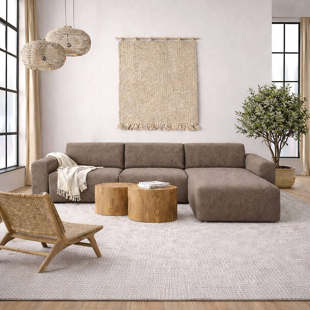 Midfield Right Hand Facing 2 Seater Chaise Longue in Boucle Taupe Fabric - image 5