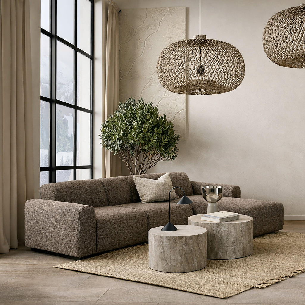 Midfield Right Hand Facing 2 Seater Chaise Longue in Boucle Taupe Fabric - image 6