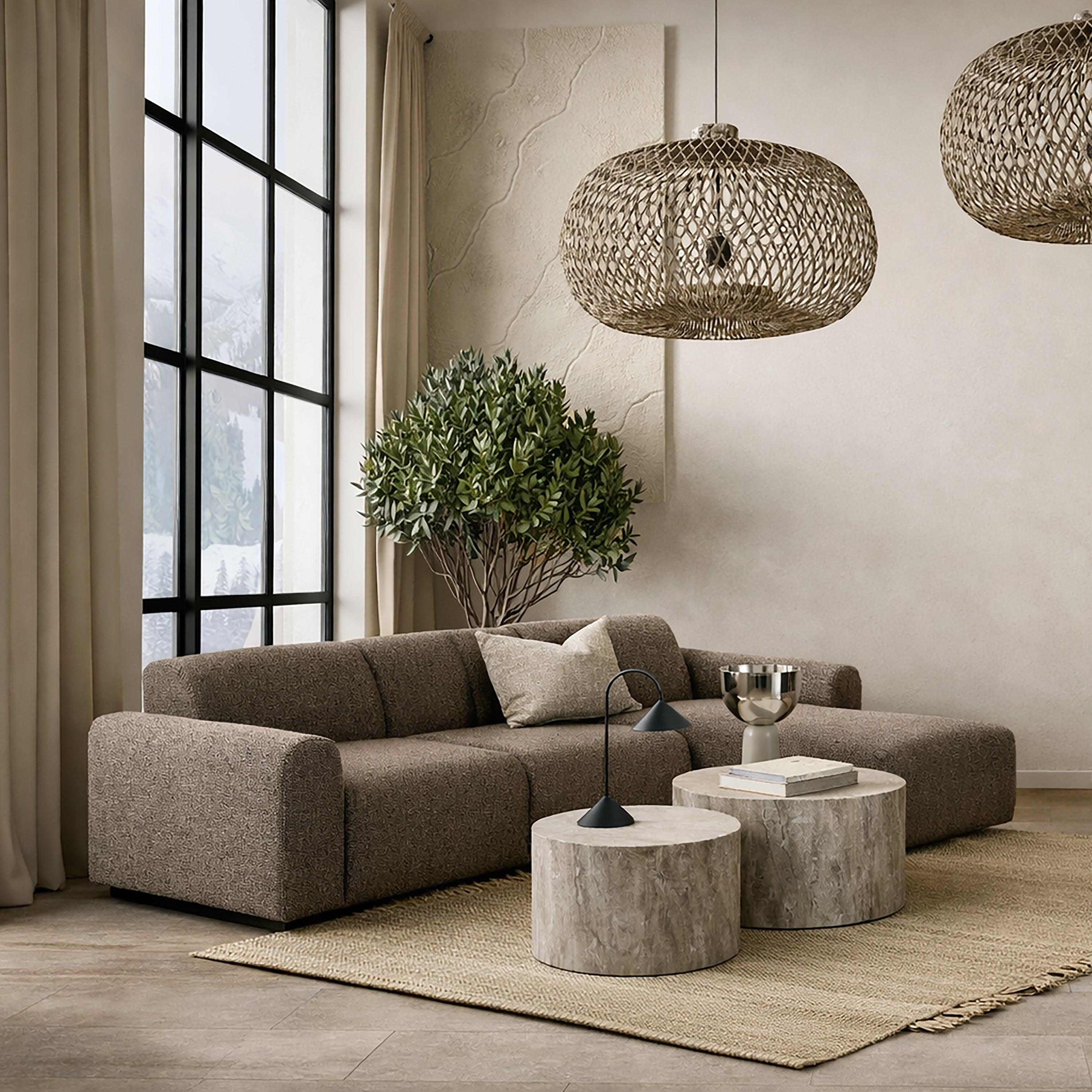 Midfield Right Hand Facing 2 Seater Chaise Longue in Boucle Taupe Fabric - image 6