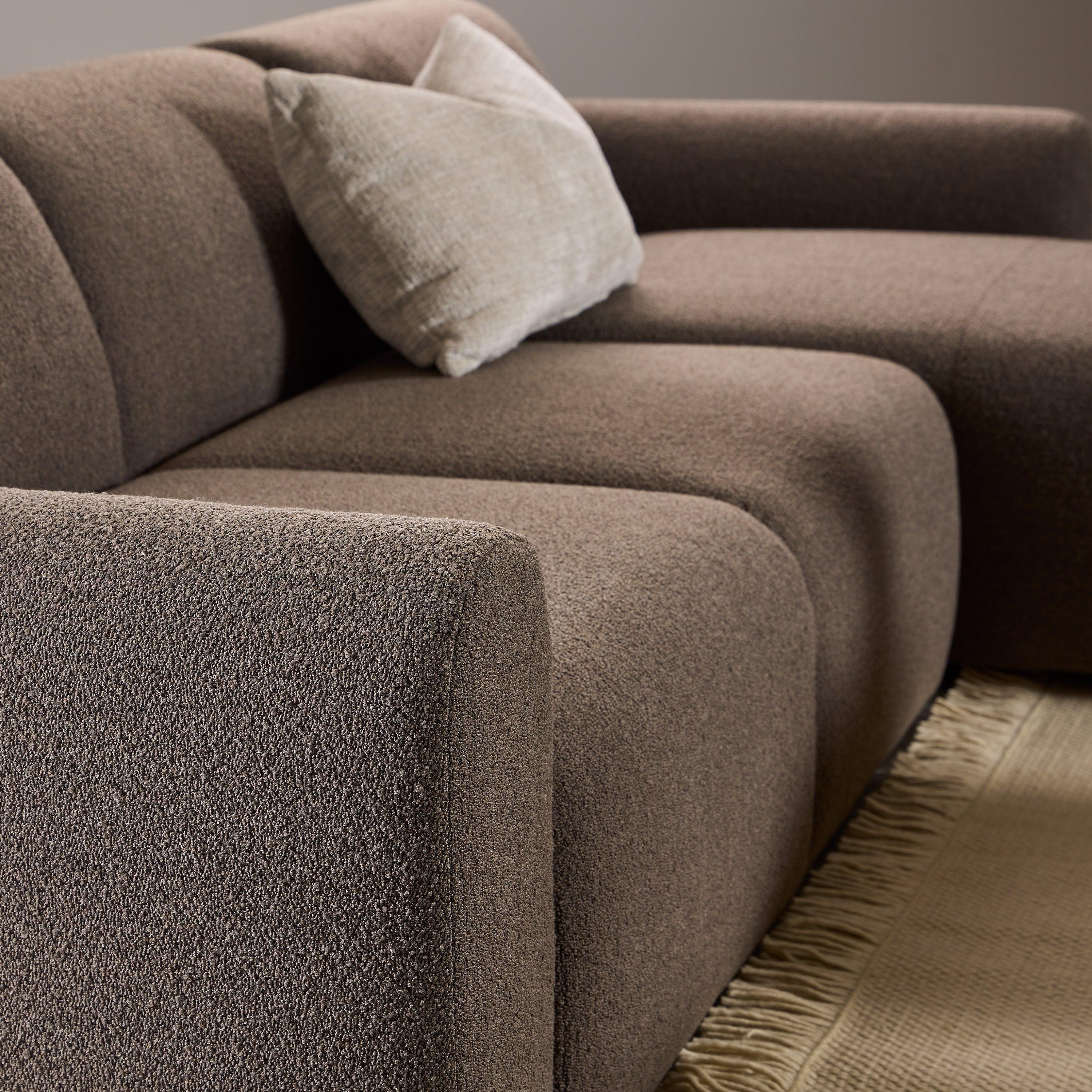 Midfield Right Hand Facing 2 Seater Chaise Longue in Boucle Taupe Fabric - image 7