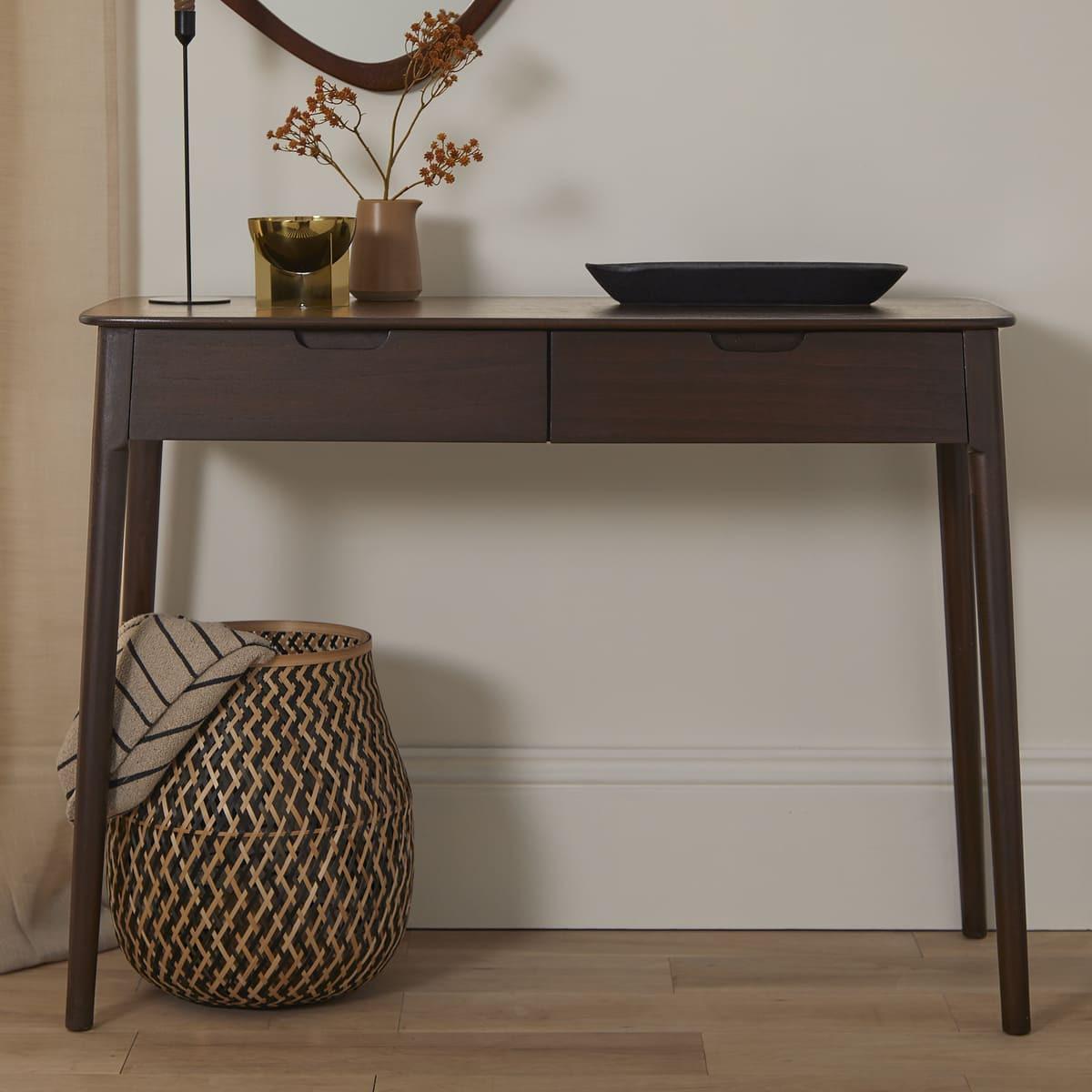 Norway 2 Drawer Dark Walnut Console Table