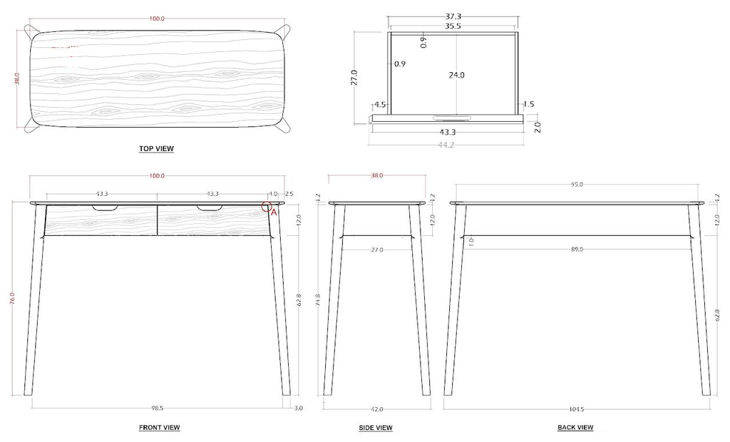 Norway 2 Drawer Dark Walnut Console Table