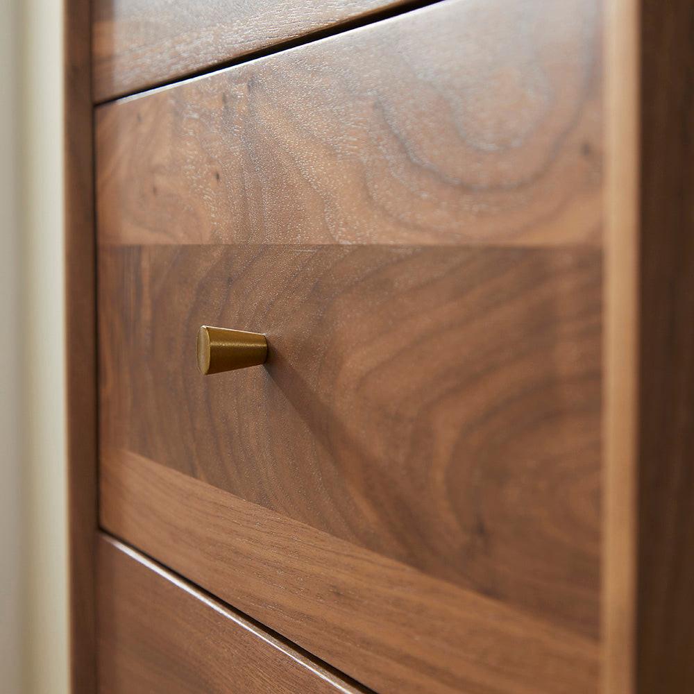 Wright Walnut Tallboy Chest of 5 Drawers
