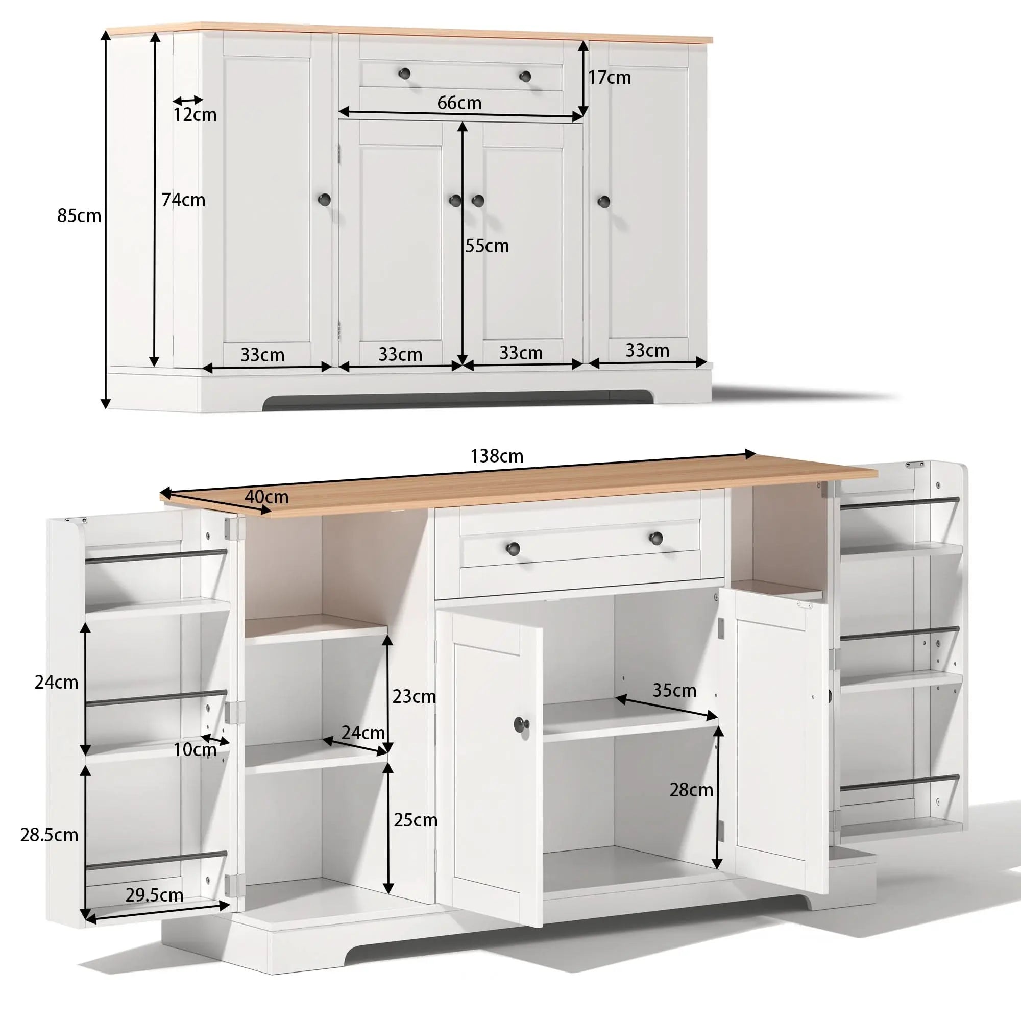 Multifunctional Kitchen Sideboard Cabinet With Drawer, Shelf Doors & Adjustable Shelves - Modern Design With Tip-over Protection, Ideal For Kitchen, Living Room & Bedroom Haslam Living