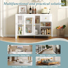 Bar Table,Multifunctional Dining & Bar Cabinet With Rotating Extendable Tabletop , Storage Cabinet With  Glass  Doors,  For Dining Room Kitchen  Living Room Haslam Living