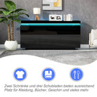 Sideboard With LED Lights, Side Cabinet Standing Cabinet Chest Of Drawers Highboard Sideboard With 2 Doors & 3 Drawers, High Gloss Sideboard For Living Room Dining Room, Black Haslam Living